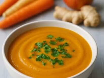 Velouté de carottes au gingembre garni de persil