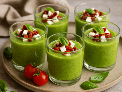 recette de gaspacho de courgettes au basilic