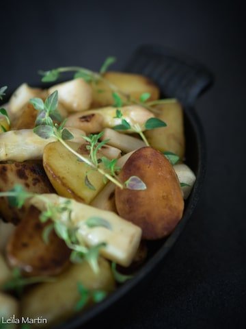 recette de pommes de terre et asperges d'Alsace sautées