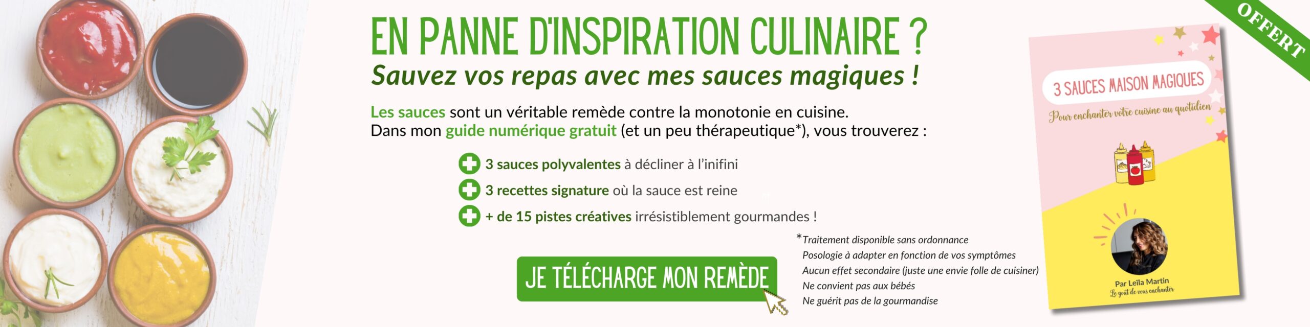 Invitation à télécharger le guide numérique gratuit 3 sauces magiques