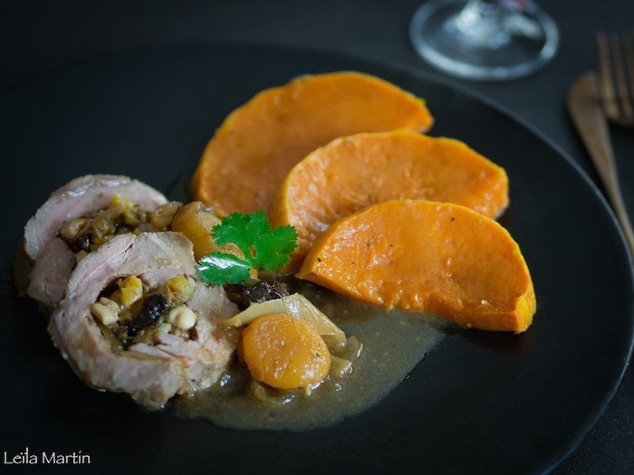 Recette de rôti de veau aux fruits secs et au foie gras