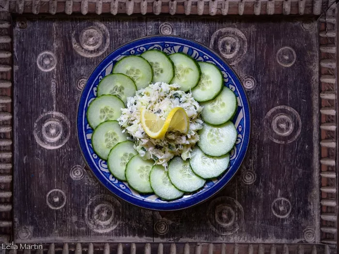 Salade de choucroute, concombre, yaourt et menthe façon Tzatziki