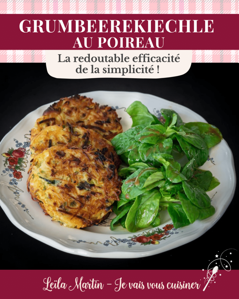 Galettes de pommes de terre, poireaux et salade de mâche