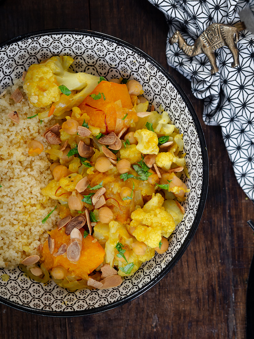 Recette de tajine de chou-fleur et potimarron 