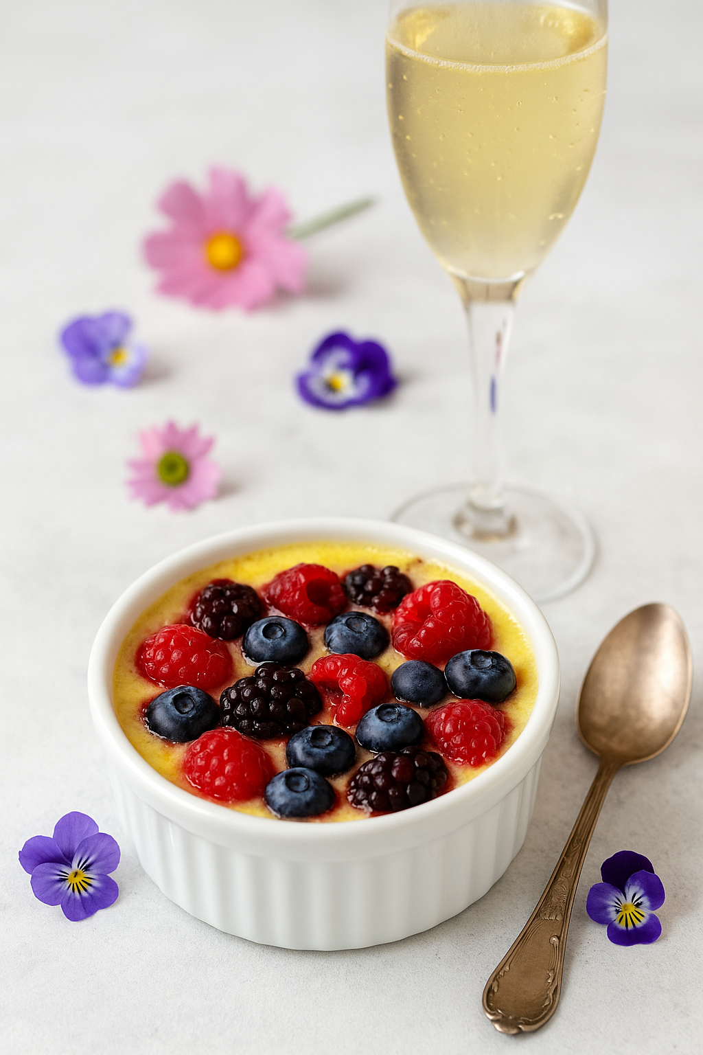 Recette de sabayon onctueux aux fruits rouges gratiné au four, dessert léger au Crémant d’Alsace
