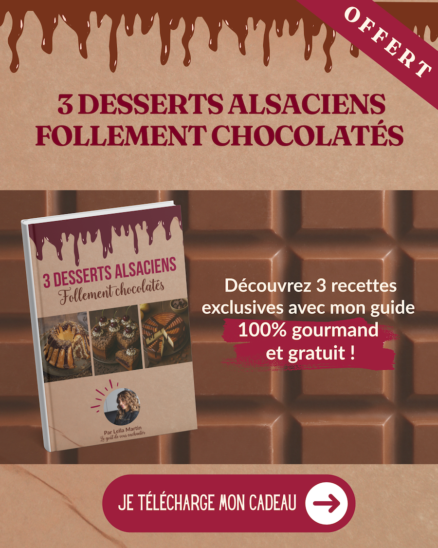 Invitation à télécharger le guide gratuit de 3 recettes de desserts alsaciens follement chocolatés