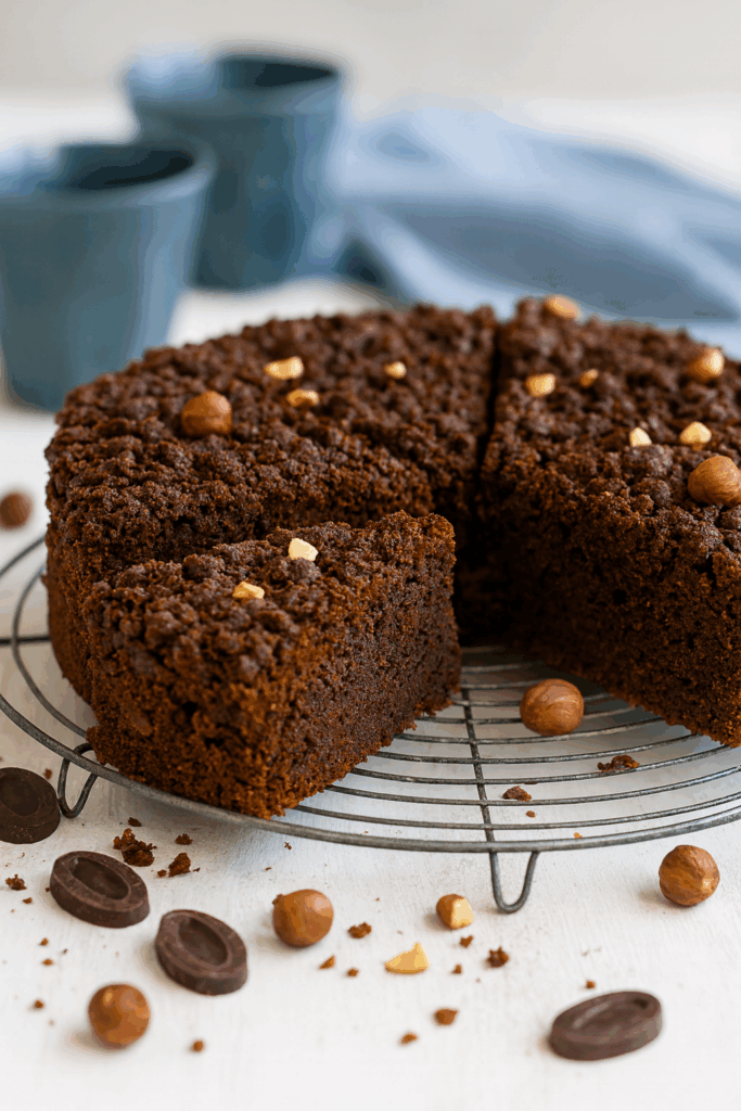 Recette de gâteau au chocolat et aux noisettes sans sucre, healthy, low carb et cétogène.