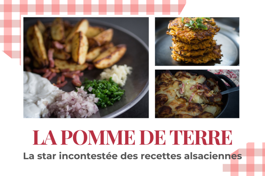 Spécialités alsaciennes à base de pommes de terre - grumbeerekiechle, roïgebrageldi, salade de pommes de terre, bibeleskaes
