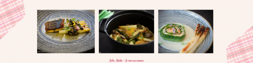 Trois plats gastronomiques à base d’asperges