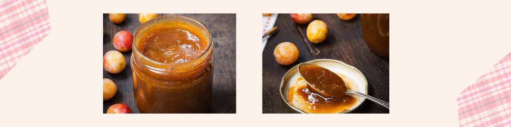 Confiture de mirabelles maison dans un pot et sur tartine