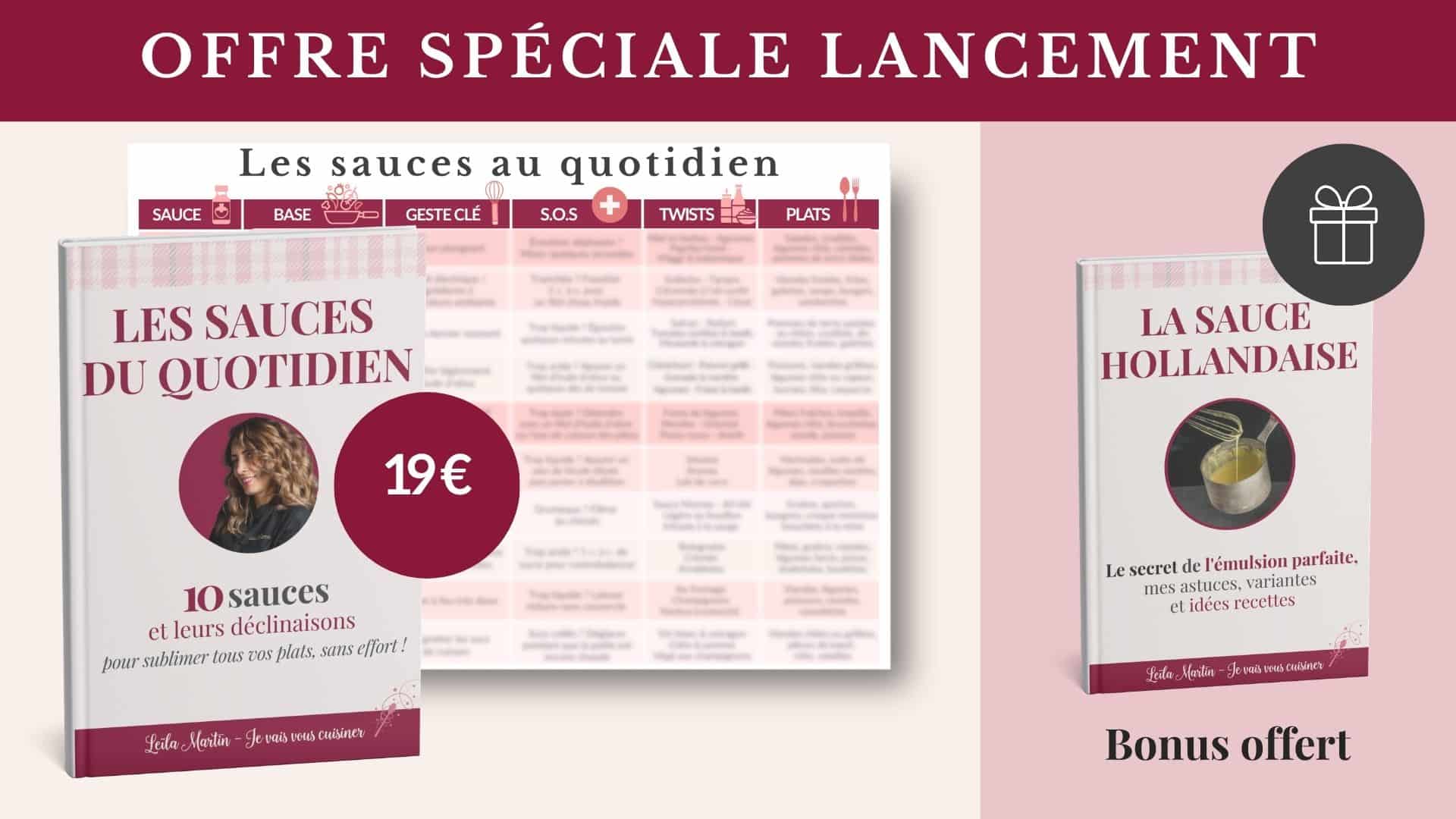 Offre lancement ebook sauces avec bonus hollandaise offert